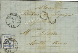 Càd BUCHSWEILLER / Als. N° 6 Sur Lettre Pour St Dizier, Taxe Tampon 2. 1871. -  SUP. - Brieven En Documenten