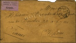 Càd Suisse THUN 13 FEVR. 71 Sur Lettre Avec Texte Pour Lyon. Au Recto étiquette Violette Militaires... - Oorlog 1870