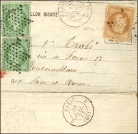 Etoile / N° 20 (2) + N° 28 Càd PARIS (60) 13 DEC. 1870 Sur Lettre PAR BALLON MONTE Pour... - Guerre De 1870