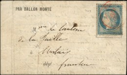 Càd Rouge PARIS SC 13 DEC. 70 / N° 37 Sur Lettre PAR BALLON MONTE Pour Morlaix (Finistère) Sans... - Oorlog 1870