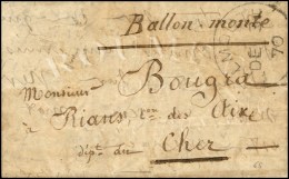 Lettre (petit Format) Avec Texte Datée De Paris Le 26 Novembre 1870 Pour Le Cher, Au Recto Rare Càd... - Guerre De 1870