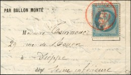 Càd Rouge PARIS (SC) 20 OCT 70 / N° 29 Sur Lettre PAR BALLON MONTÉ Pour Dieppe (Seine... - Guerra Del 1870