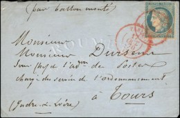 Càd Rouge PARIS (SC) 17 OCT. 70 (2 Frappes) / N° 37 Sur Lettre Sans Texte Pour Le '' Sous-chef De... - Oorlog 1870