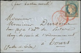 Càd Rouge PARIS (SC) 17 OCT. 70 (2 Frappes) / N° 37 Sur Lettre Sans Texte Pour Le '' Sous-chef De... - Guerra Del 1870