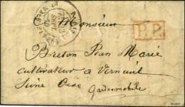 Càd Paris / BT MALSHERBES 23 SEPT 70 + Griffe Encadrée P.P. Rouge Sur Lettre Pour Verneuil (Seine Et... - War 1870