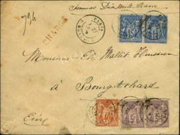 Càd PARIS / R. MONTAIGNE / N° 70 + 90 (2) + 95 Paire Sur Lettre Chargée. 1879. - TB / SUP. - R.  ... - 1876-1878 Sage (Type I)