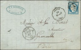 Losange Ambulant / N° 60 Conv. Stat BREST / BR. GUIN (28) Sur Lettre Pour Granville... - 1871-1875 Ceres