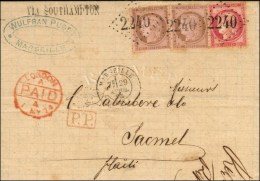 GC 2240 / N° 57 + N° 58 (2) Càd T 17 MARSEILLE (12) Sur Lettre Pour Jacmel (Haïti). 1874. - TB.... - 1871-1875 Ceres