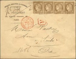 Etoile / N° 56 (4) (1 Ex Leg. Def) Càd Rouge (1) AFFRANCHISSEMENT (1) PARIS Sur Lettre... - 1871-1875 Ceres