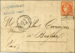 GC 1989 / N° 48 Càd T 16 LAVAUR (77) Sur Lettre Pour Brassac. 1871. - TB. - 1870 Uitgave Van Bordeaux