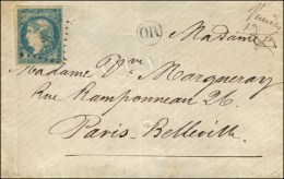 PC Du GC 4166 / N° 44 + Mention Manuscrite De Fortune Vervins / 12 Février Sur Lettre Pour Paris.... - 1870 Uitgave Van Bordeaux