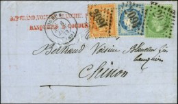 GC 2094 / N° 35 + 38 + 60 Càd T 17 LOUDUN (80) Sur Lettre 3 Ports Pour Chinon. 1872. - TB. - 1870 Beleg Van Parijs