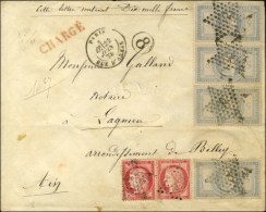 Etoile 8 / N° 33 Bande De 3 + 1 Ex. + N° 57 (2) Càd PARIS / RUE D'ANTIN Sur Lettre Chargée.... - 1863-1870 Napoleon III Gelauwerd