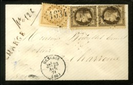 GC 1634 / N° 30 (2) + 59 Càd T 16 GENCAIS (80) Sur Lettre Chargée. 1871. - TB. - 1863-1870 Napoleone III Con Gli Allori