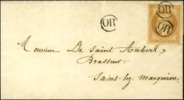 OR / N° 28 Sur Lettre Avec Texte Daté '' Inchy En Artois Le 4 Octobre 1868 '' Pour... - 1863-1870 Napoleone III Con Gli Allori