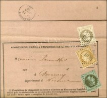 GC 906 / N° 25 + 27 (pli) + 59 Sur Avis De Réception Pour Charroux (80). 1872. - TB. - R. - 1863-1870 Napoléon III Con Laureles