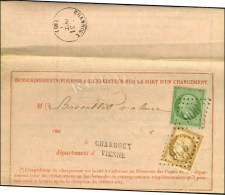GC 906 / N° 20 + 59 Sur Avis De Réception Pour Charroux. 1871. - SUP. - 1862 Napoleone III
