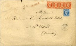 PC 83 / N° 14 + 16 Bande De 4 Càd T 15 ANGOULEME (15) Sur Lettre Chargée, Descriptif Au Verso.... - 1853-1860 Napoleone III