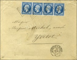 Losange Ambulant HP 2° / N° 14 Bande De 4 Càd LE HAVRE A PARIS 2° Sur Lettre 3 Ports Pour... - 1853-1860 Napoleon III