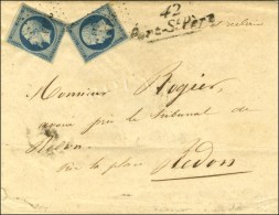 PC 2549 / N° 14 (2) (1 Ex Def) Cursive 42 / Port St Père Sur Lettre 2 Ports Pour Redon. Au Verso... - 1853-1860 Napoleon III