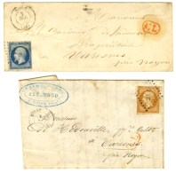 PC 2306 / N° 14 (infime Def) Càd T 15 NOYON (58) Sur Lettre En Double Port Local Pour Varesnes. A... - 1853-1860 Napoleone III