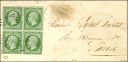 PC Du GC 2044 / N° 12 Bloc De 4 Nuance Vert Lumière Càd (faible) LIGUEIL (36). 1864. - TB. - R.  ... - 1853-1860 Napoléon III
