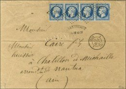 PC 1818 / N° 10 Bande De 4 (très Belles Marges) Càd LYON (68) Sur Lettre 3 Ports. 1853. - SUP. -... - 1852 Louis-Napoleon