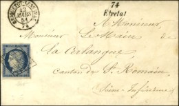 Grille / N° 4 Càd T 15 BRIQUETOT-LESNEVAL 74 Cursive 74 / Etretat Sur Lettre Avec Texte Daté... - 1849-1850 Cérès