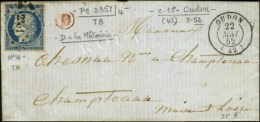 PC 2351 / N° 4 Càd T 15 OUDON (42) B. RUR. D Rouge '' La Métairie ''. 1852. - SUP. - 1849-1850 Cérès