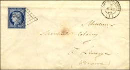 Grille / N° 4 Càd LIGNE-DE-TOURS / (1) Sur Lettre Pour Limoges. 1851. Exceptionnelle Combinaison De Ce... - 1849-1850 Cérès