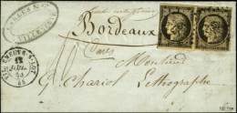 PC 3623 / N° 3 (2 Dont 1 Ex Au Filet) Càd T 15 VILLENEUVE-S-LOT (45) 12 JUIL. 53 Sur Lettre 2 Ports Avec... - 1849-1850 Ceres