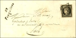 Grille / N° 3 Cursive 58 / Feuquières Sur Lettre Pour Paris En Liaison Directe. 1849. - TB / SUP. - R.  ... - 1849-1850 Cérès