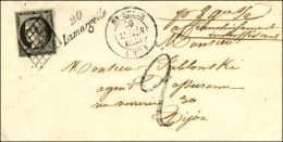 Grille / N° 3 Noir Sur Blanc Càd T 14 ST-SEINE (20) Cursive 20 / Lamargelle, Taxe Tampon 2 Sur Lettre 2... - 1849-1850 Ceres