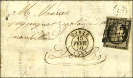 Grille / N° 3 Càd T 15 GORZE (55) OR Sur Lettre Avec Texte Daté D'Ars Sur Moselle Le 14... - 1849-1850 Ceres