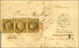 PC 1495 / N° 1 Bande De 3 (1 Ex. Def) Càd T 15 LE HAVRE (74) Sur Lettre Légèrement... - 1849-1850 Cérès