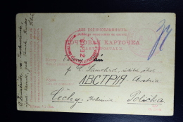 Russia Prisoner Of War Card  1915 Krasnaja-Rjeczka  To Cechy Bohemia, 2x Censored - Briefe U. Dokumente