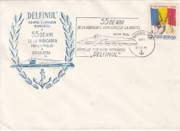 SUBMARINES, DOLPHIN- FIRST ROMANIAN SUBMARINE, SPECIAL COVER, 1991, ROMANIA - Sous-marins