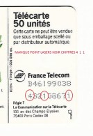 VARIÉTÉS FRANCE 07 / 94  F493 GINI 50 U  GEM DN 9 CARAC. LASERS X 2 LIGNES 50 UNITE  UTILISÉE  B46199038 / 4321 08671 - Varietà