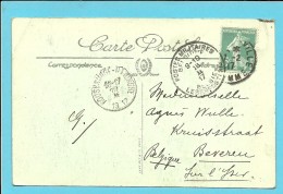 Kaart Vanuit ABBEVILLE, Met Stempel PMB, Met Als Aankomst ROUSBRUGGE-HARINGHE Op 19/2/1917 (Onbezet Belgie) - Not Occupied Zone