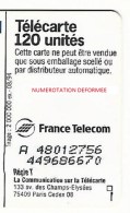 VARIÉTÉS FRANCE TÉLÉCARTE 08 / 94  F502 MINITEL 2 V1  120 U   SO5     UTILISÉE A 48012756 / 449686670 - Errors And Oddities