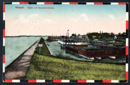 2949 - Alte Ansichtskarte - Wesel - Hafen Und Eisenbahnbrücke - Gel Feldpost 1918 - Wesel