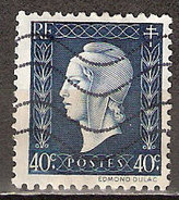 Timbre France Y&T N° 684 (01) Obl.  Marianne De Dulac.  40 C. Bleu-noir. Cote 0,15 € - 1944-45 Marianne De Dulac