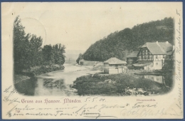 Gruss Aus Hann.-Münden Blumenmühle, Gelaufen 1901 (AK977) - Hannoversch Muenden