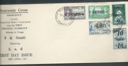 Tonga 1967 Decimal Currency Overprints 5 Values On FDC - Tonga (1970-...)