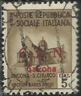 CLN SAVONA 1945 TAMBURINI SOPRASTAMPATO D´ITALIA REGNO ITALY KINGDOM SURCHARGED CENT. 5 USATO USED OBLITERE´ - National Liberation Committee (CLN)