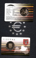 2 Euro Lettland Latvia 2016  Region Vidzeme -  LION / DRAGON SABER - COIN BU COIN CARD - Lettonie