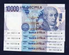 10000 LIRE - A. Volta 1997/98 (4 Banconote) Con Numeri Sequenziali - 10.000 Lire