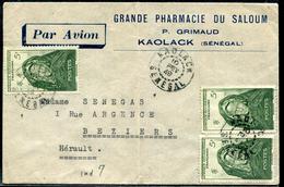 SENEGAL - A.O.F. N° 37 (3) / LETTRE AVION DE KAOLACK LE 10/2/1949 POUR BEZIERS - TB - Storia Postale