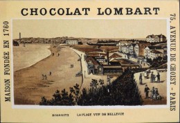 TRES BELLE CHROMO. CHOCOLAT LOMBART - BIARRITZ - La Plage Vue De Bellevue - En Parfait Etat - Lombart