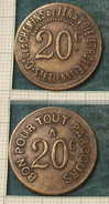 M_p> CURIOSITA' Gettone CHEMINS DE FER A VOIE ETROITE ST. ETIENNE 20 CENTIMES BRONZO - Notgeld